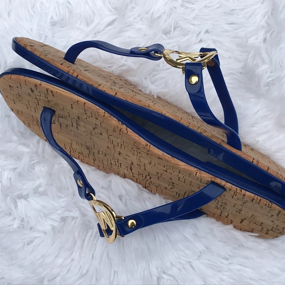 Michael Kors Women Sandal Shoe Slide Flats Blue - Picture 6 of 8